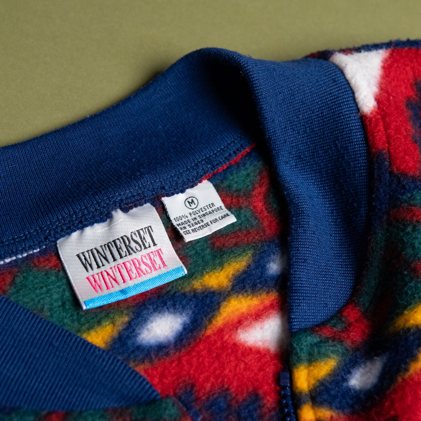 80s Patterned Fleece Zip-Up Jacket