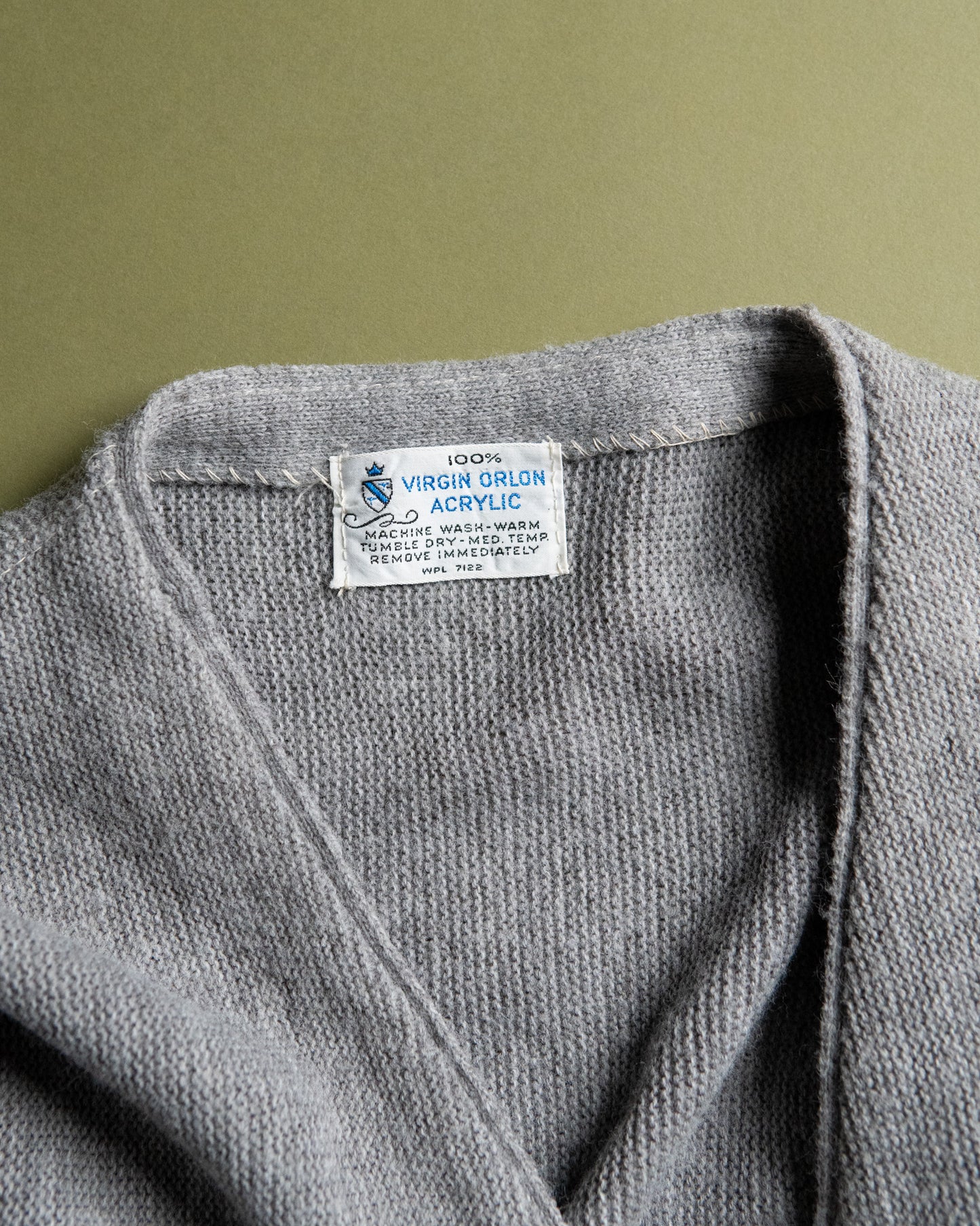 70s Grey Acrylic V-Neck Cardigan