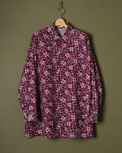 Geometric Pattern Open Collar Shirt