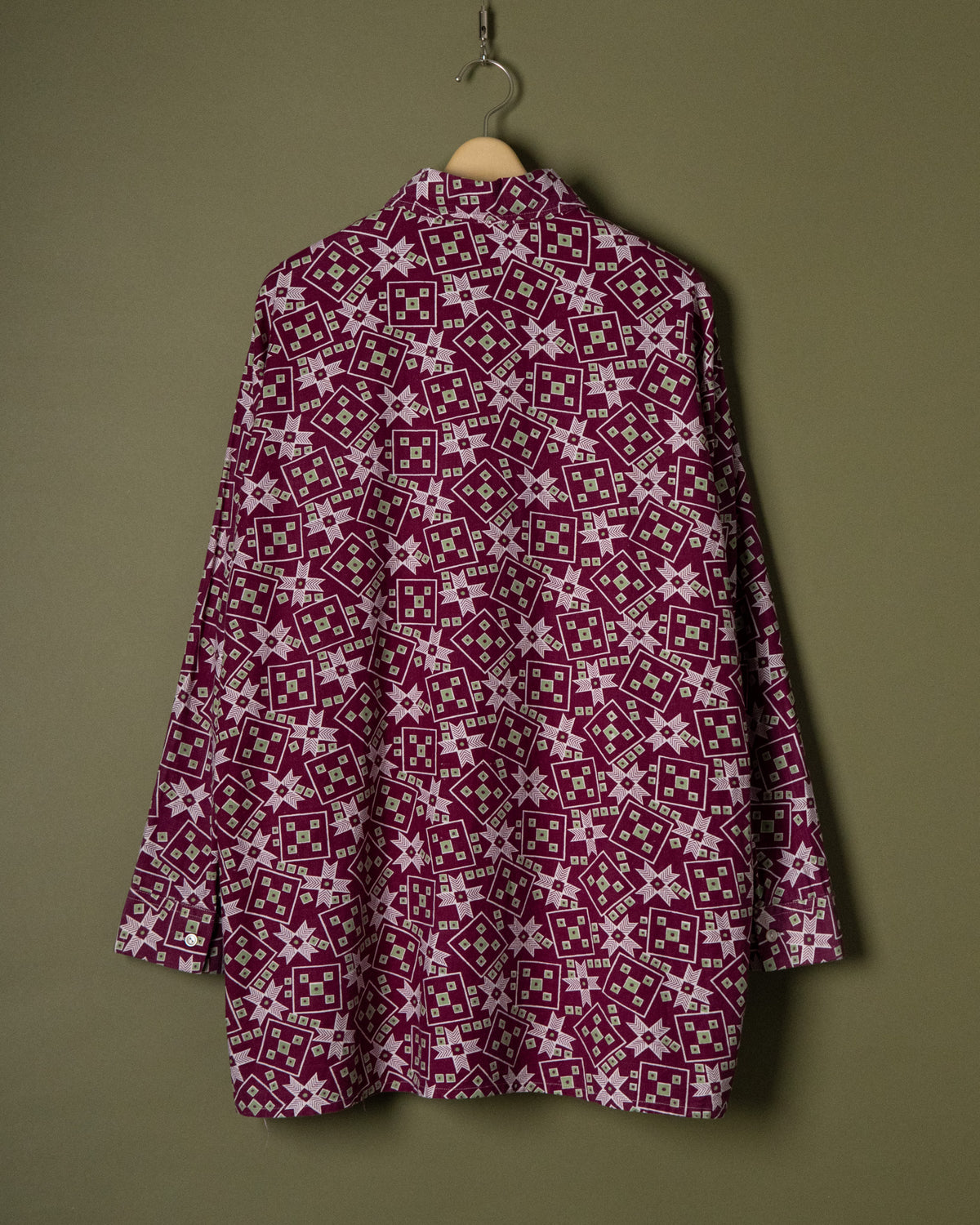 Geometric Pattern Open Collar Shirt