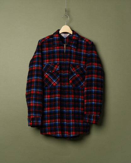 60s Half-Zip Plaid Wool Shirt