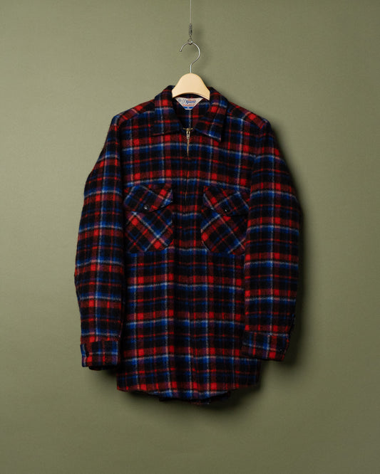 60s Half-Zip Plaid Wool Shirt
