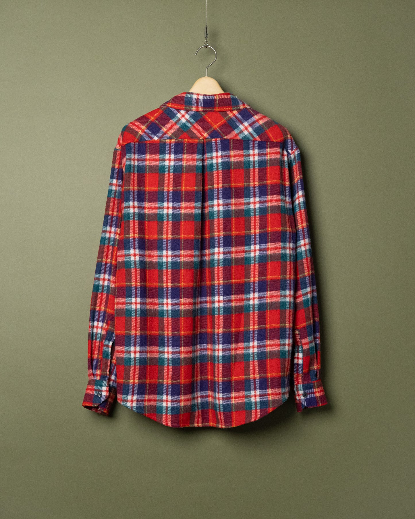 80~90s Italian Half-Zip Plaid Shirt
