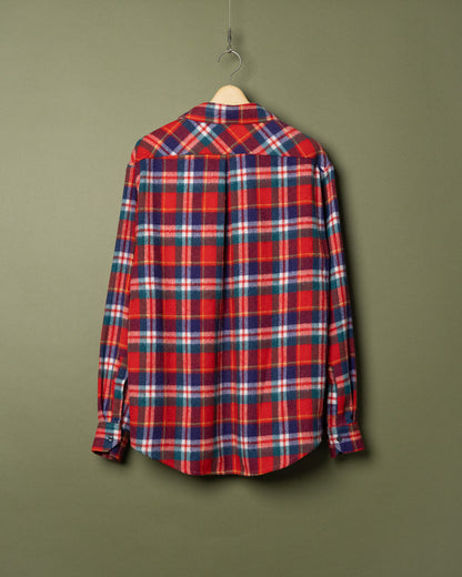 80~90s Italian Half-Zip Plaid Shirt