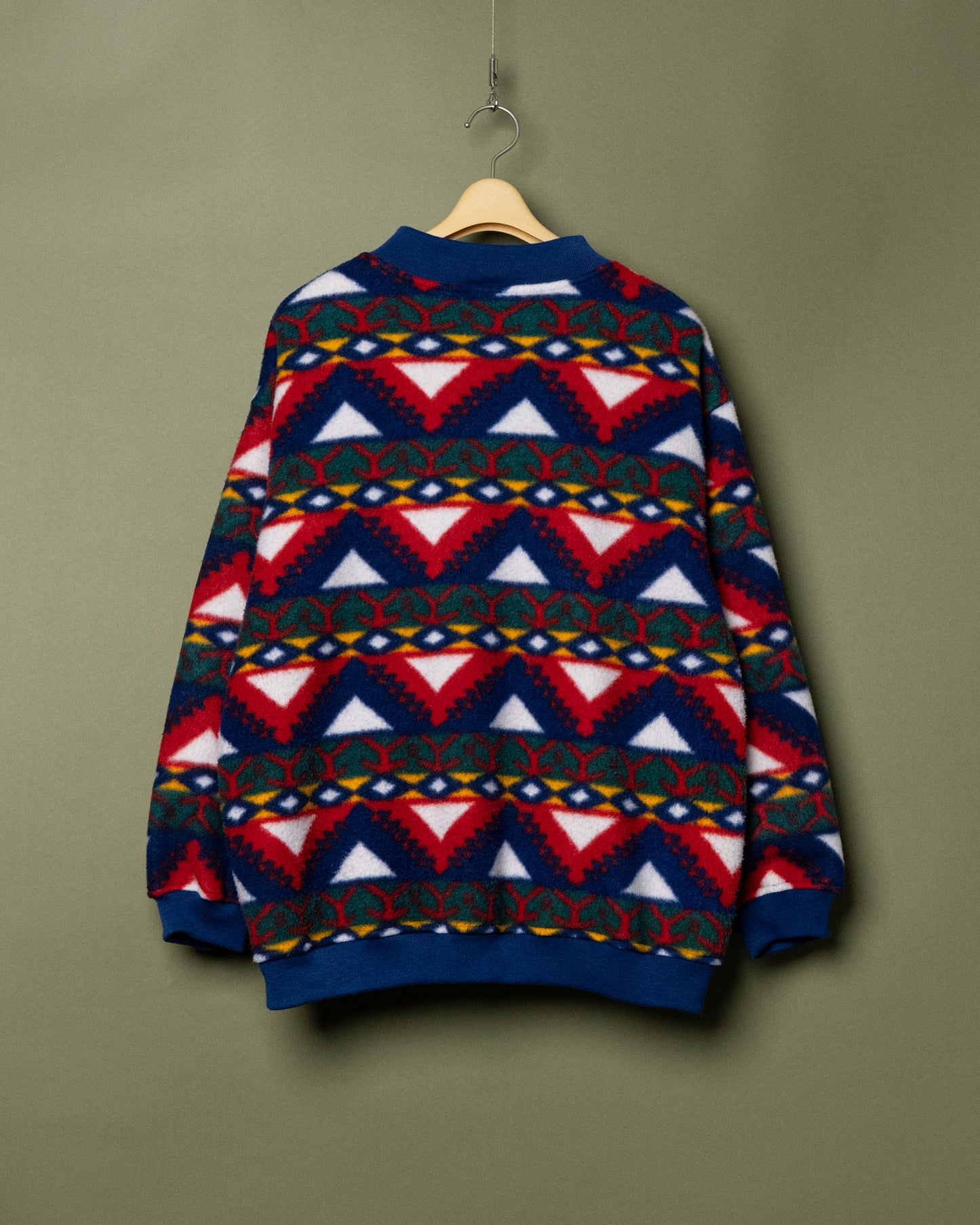 80s Patterned Fleece Zip-Up Jacket