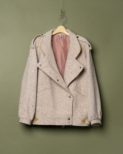 80s Herringbone Double Riders Design Jacket