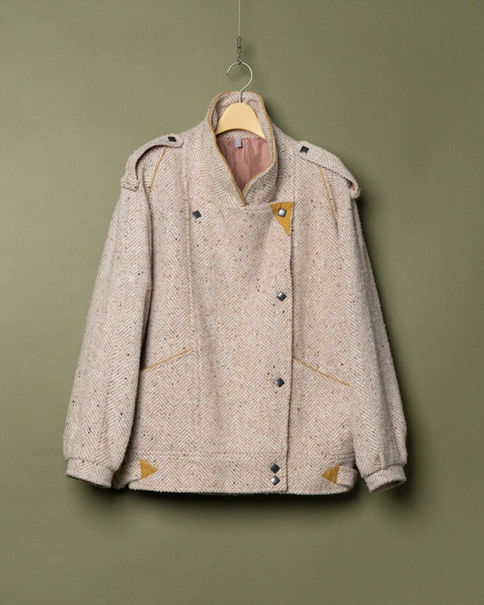 80s Herringbone Double Riders Design Jacket