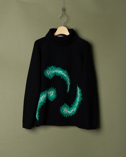 60s Embroidered Turtleneck Sweater