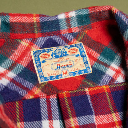 80~90s Italian Half-Zip Plaid Shirt