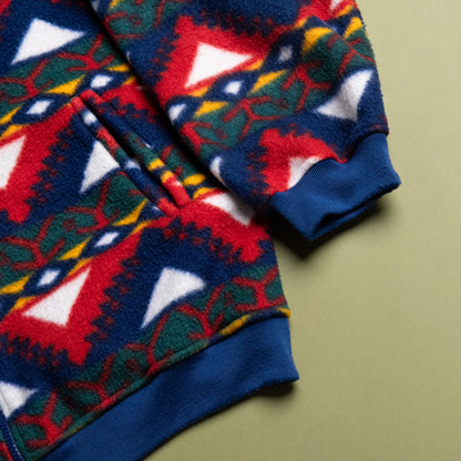 80s Patterned Fleece Zip-Up Jacket