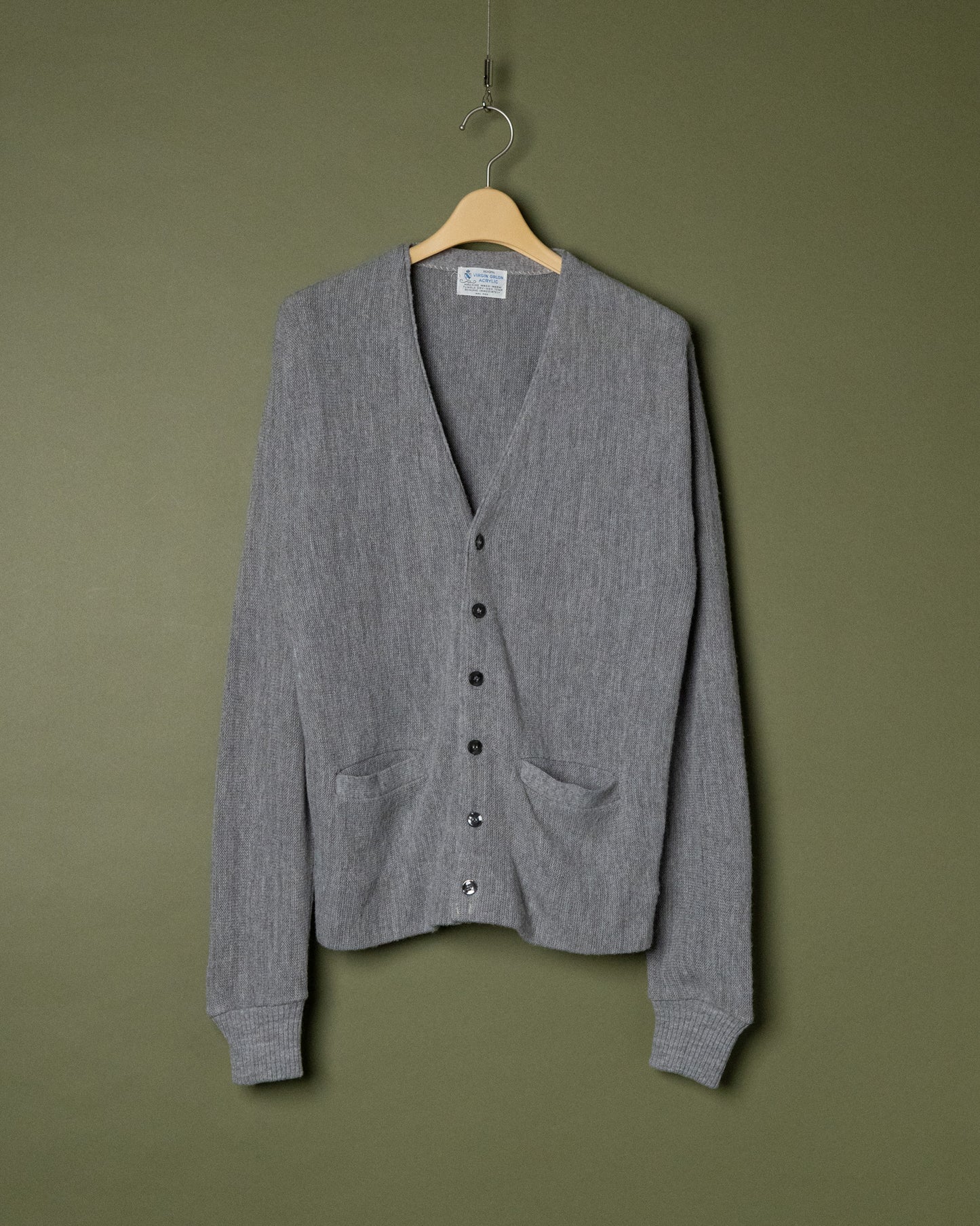 70s Grey Acrylic V-Neck Cardigan