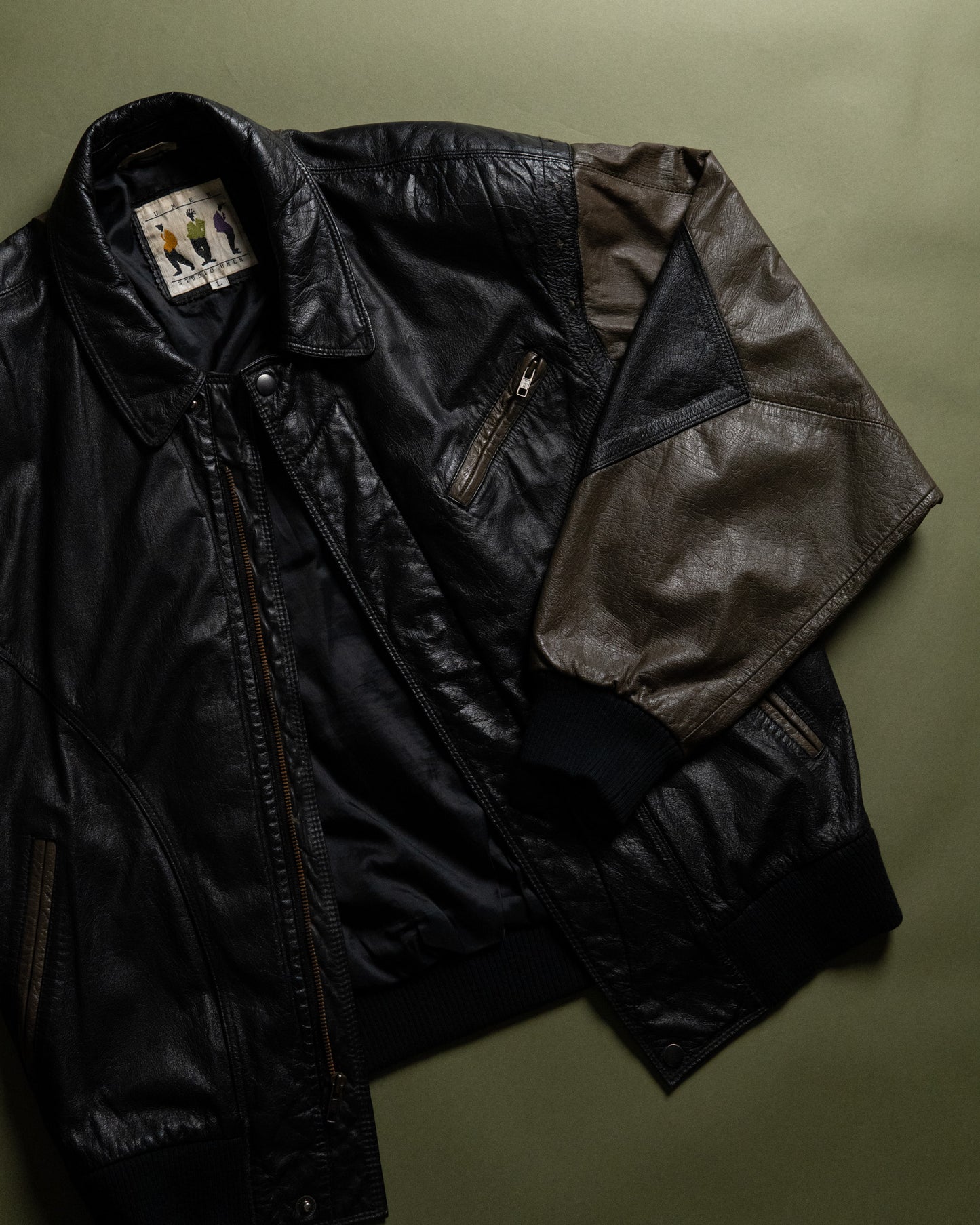 "STUDIO UMEN" Panelled Leather Blouson Made in Korea