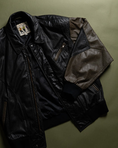 "STUDIO UMEN" Panelled Leather Blouson Made in Korea