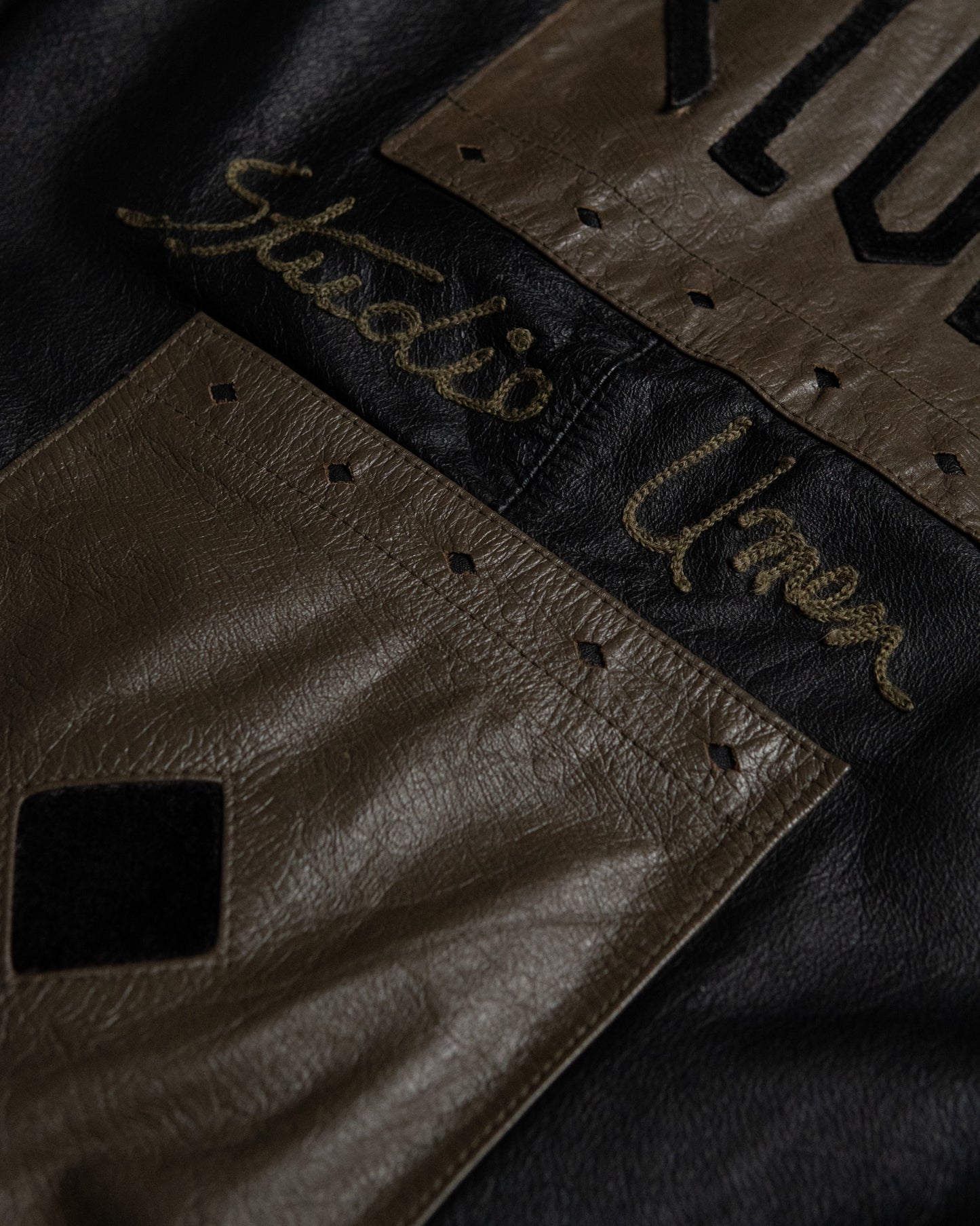 "STUDIO UMEN" Panelled Leather Blouson Made in Korea