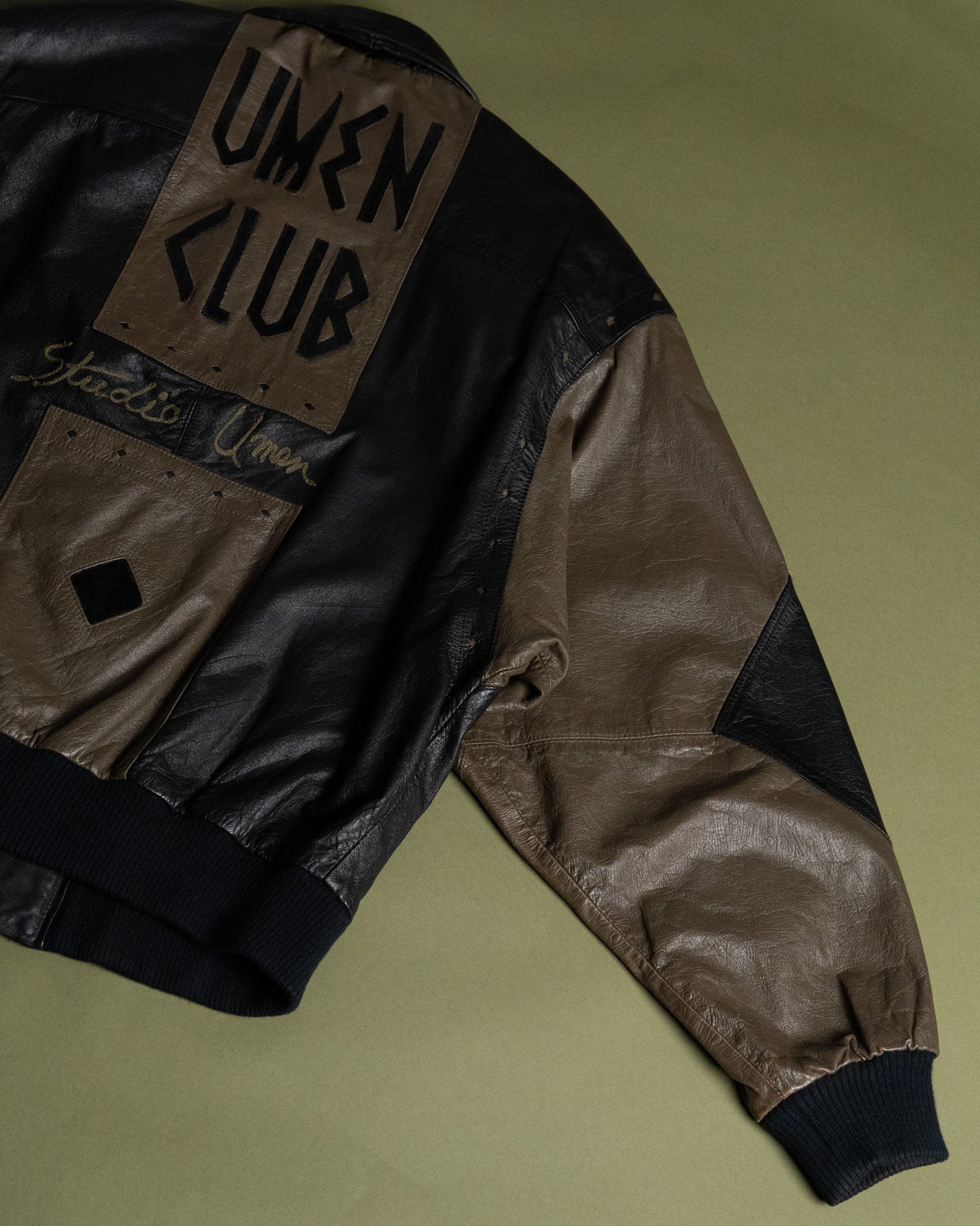 "STUDIO UMEN" Panelled Leather Blouson Made in Korea