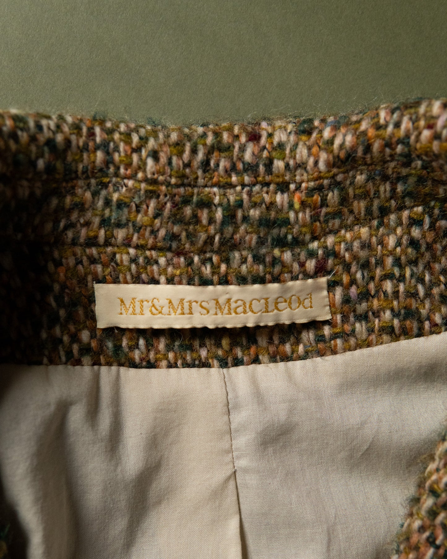 Leather-Belted Tweed Coat Made in France