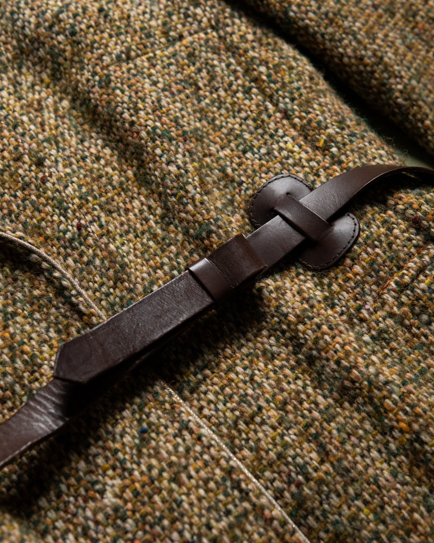 Leather-Belted Tweed Coat Made in France