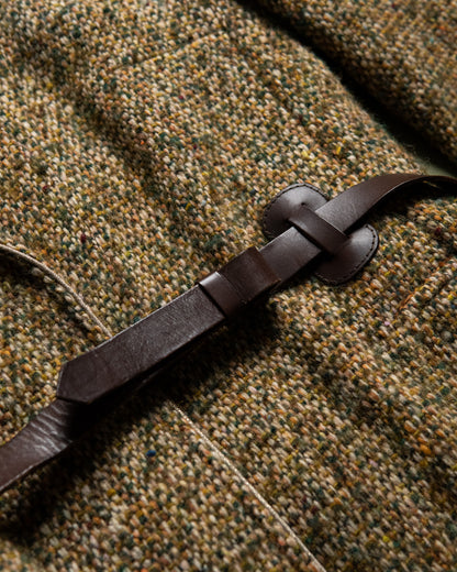 Leather-Belted Tweed Coat Made in France