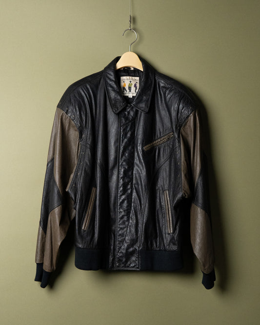 "STUDIO UMEN" Panelled Leather Blouson Made in Korea