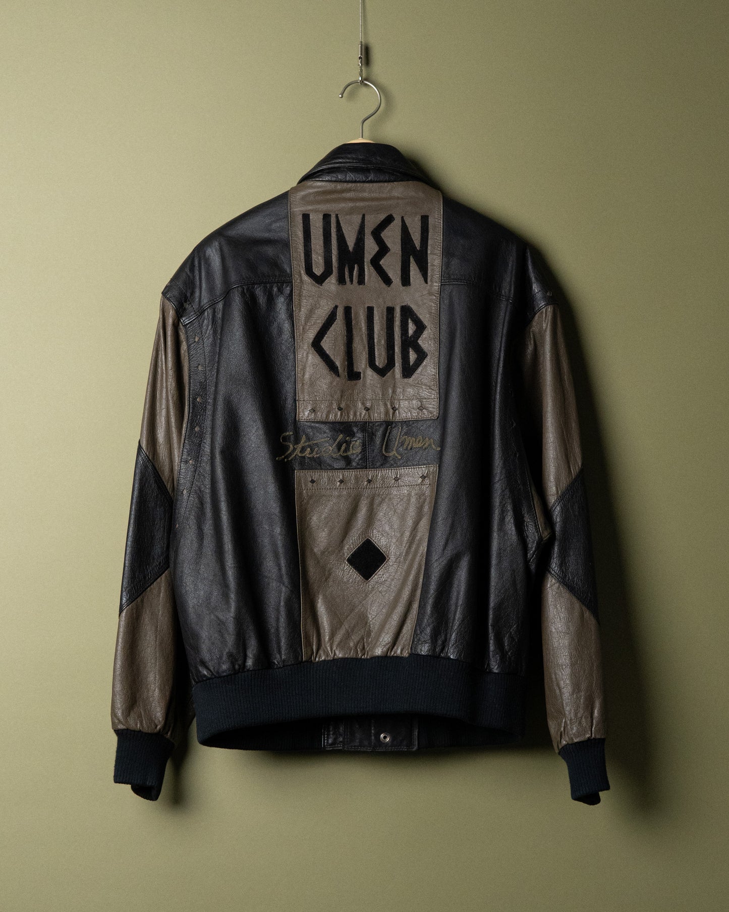 "STUDIO UMEN" Panelled Leather Blouson Made in Korea