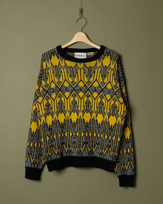 Geometric Pattern Acrylic Knit Sweater