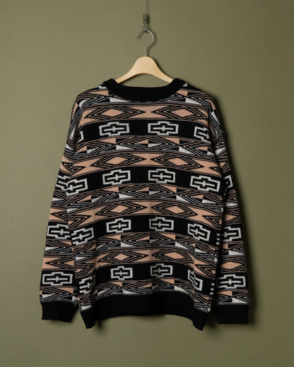 Belgian Geometric Pattern Knit Sweater