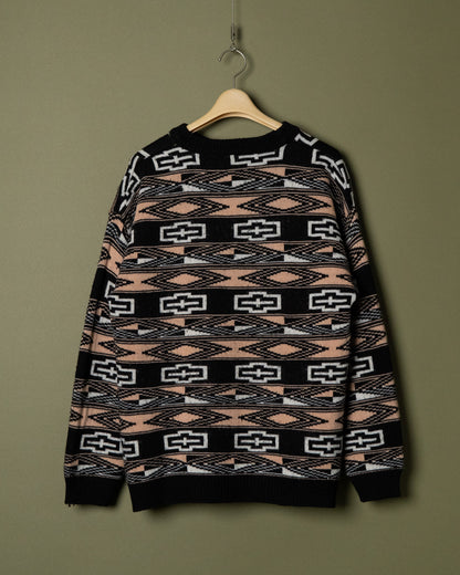 Belgian Geometric Pattern Knit Sweater