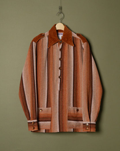 Corduroy Collar Stripe Pullover Shirt Jacket
