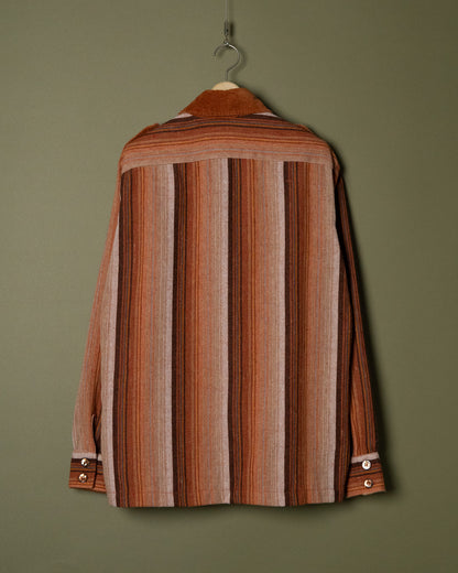 Corduroy Collar Stripe Pullover Shirt Jacket