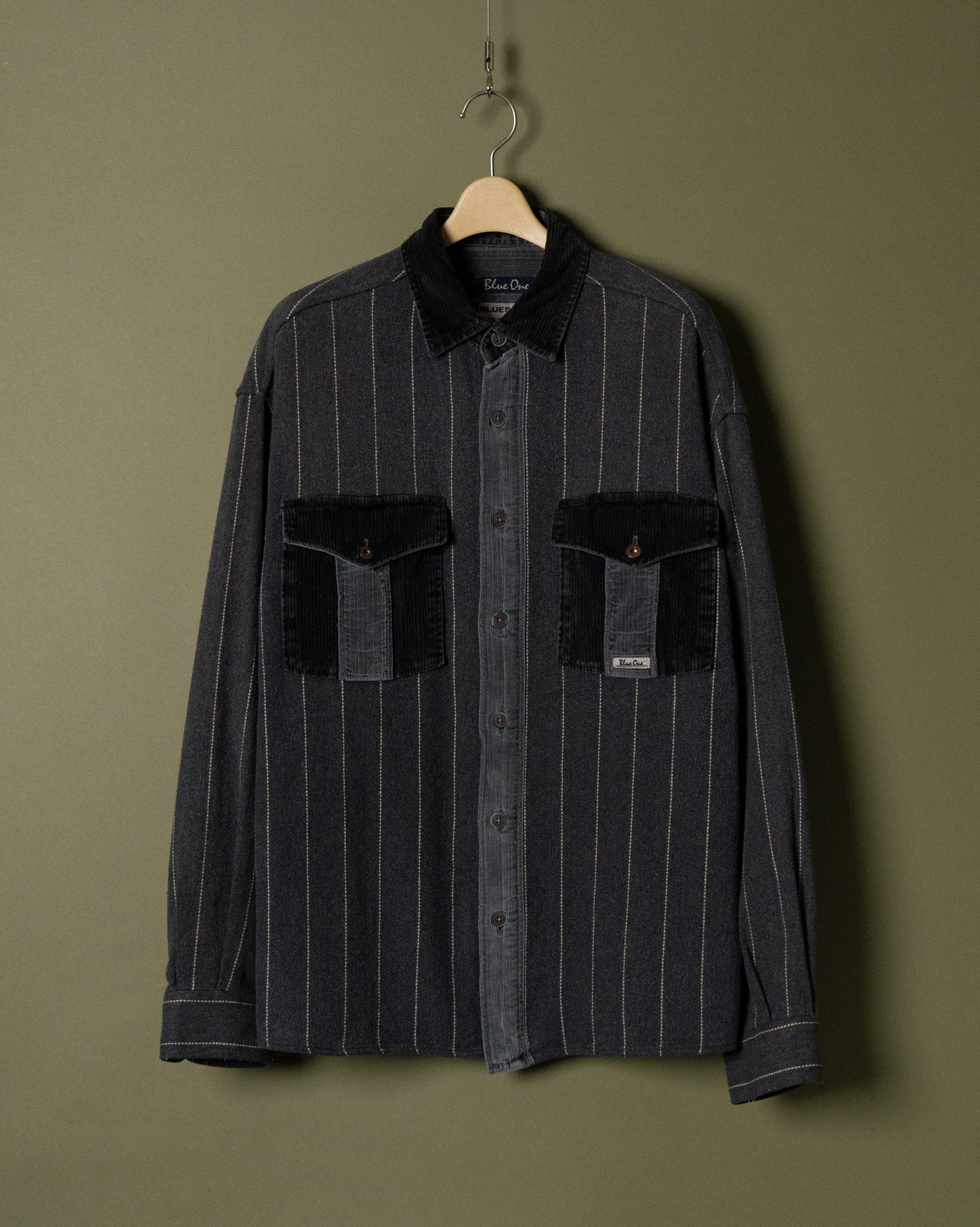 Pinstripe Corduroy Panel Shirt