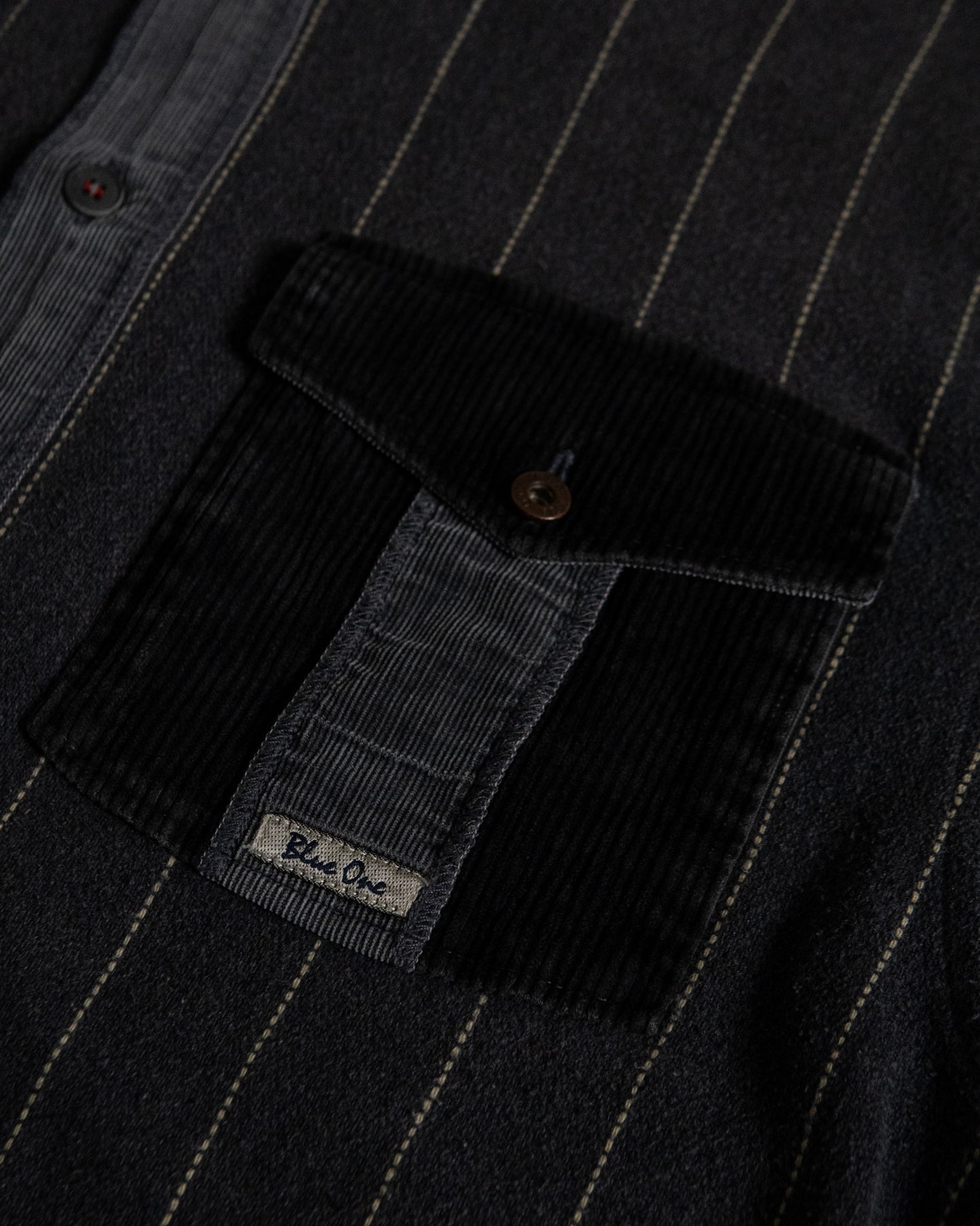 Pinstripe Corduroy Panel Shirt
