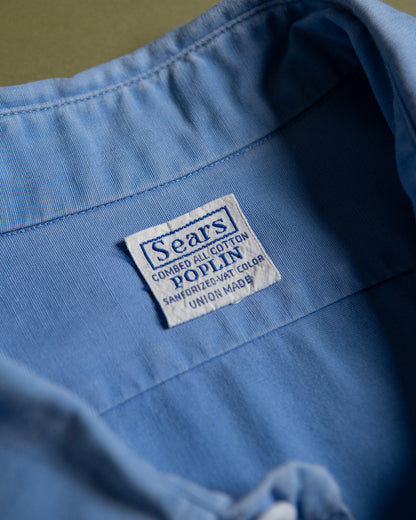 "Sears" Blue Poplin Work Shirt