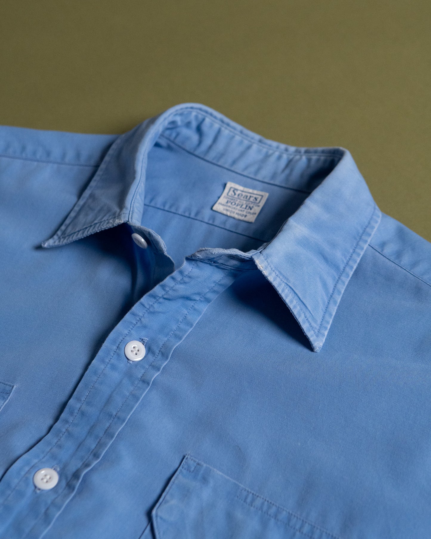 "Sears" Blue Poplin Work Shirt