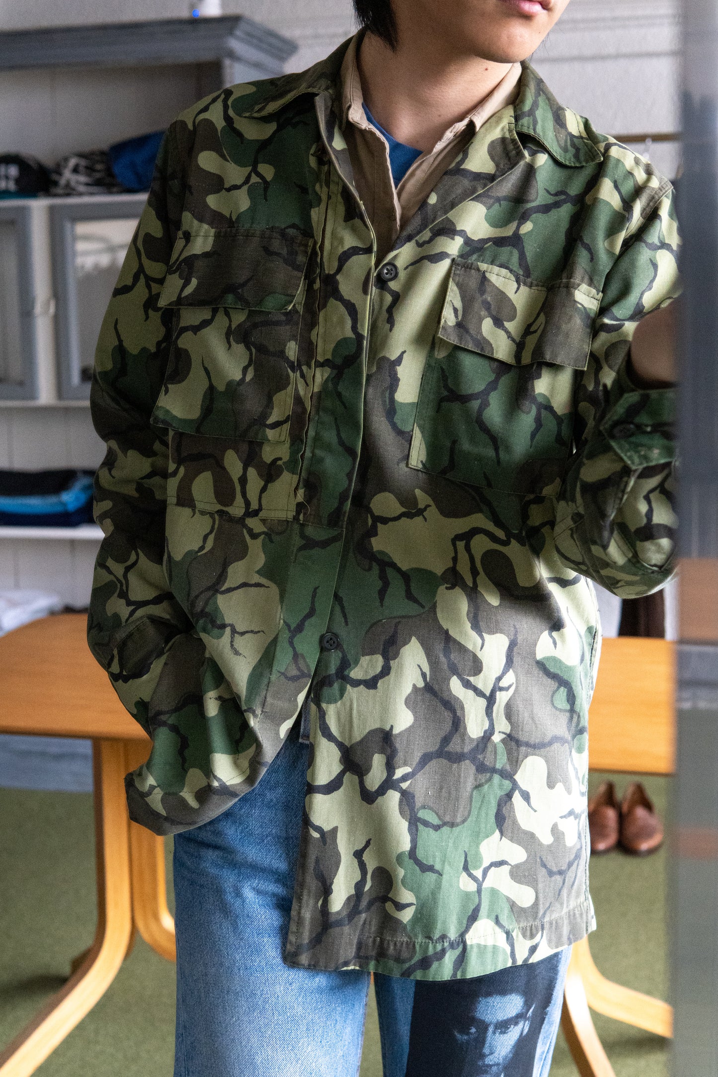 70s Thai Unidentified Military Camo Shirt Jacket